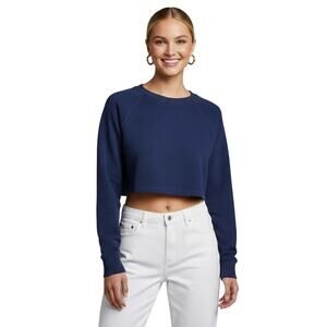 GIGI C Isabella Cropped Pullover Sweatshirt Blue Size XL NWT
